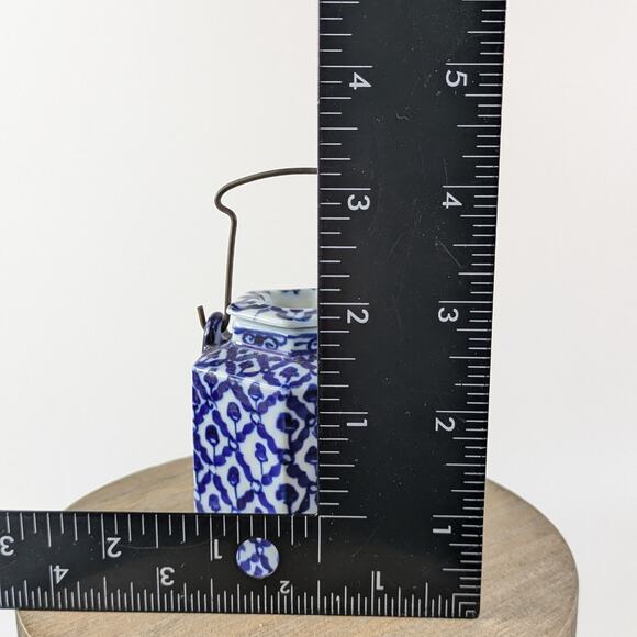 Miniature Chinese Tea Pot Vintage Soy Sauce Vinegar Container Chinoiserie Cobalt - Picture 8 of 10